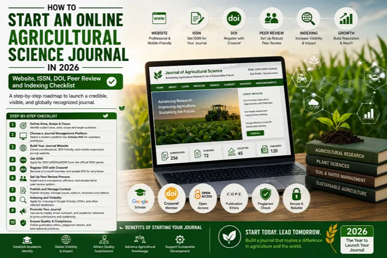 How to Start an Online Agricultural Science Journal in 2026: Website, ISSN, DOI, Peer Review and Indexing Checklist